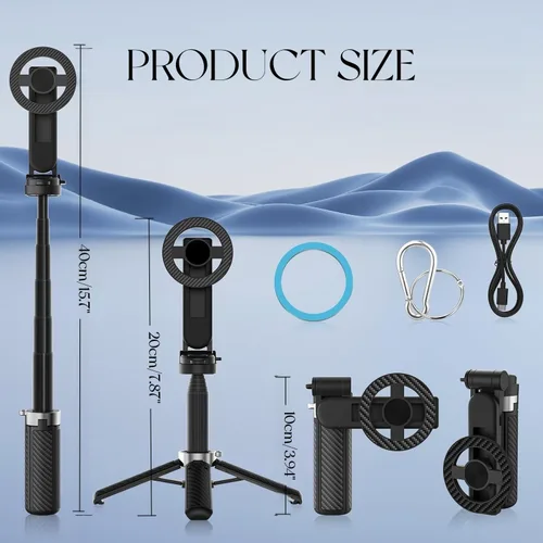 Vista 7 de Palo selfie magnético multifuncional 4 en 1 con rotación de 360° para iPhone/Android, trípode extensible portátil con control remoto desmontable