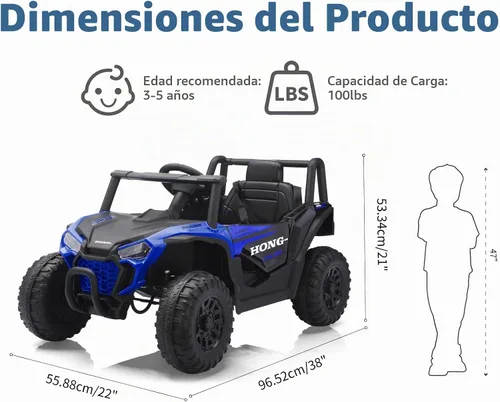 Vista 7 de Coche eléctrico de 12 V para niños, juguetes con control remoto, UTV para Azul