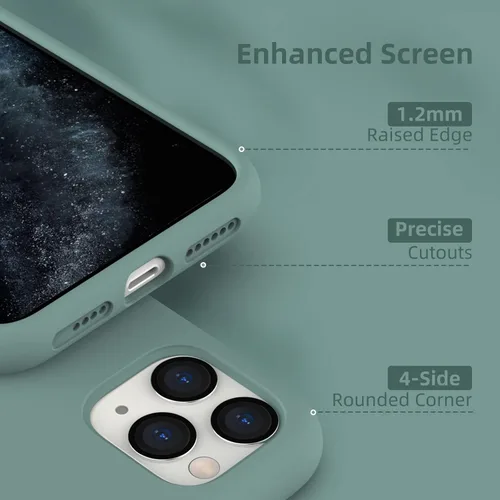 Vista 3 de Funda de silicona líquida compatible con iPhone 11 Pro Max, color verde pino [Protección contra caídas]