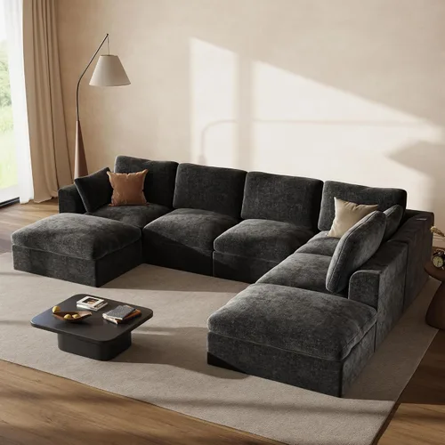 Vista 46 de Sofás seccionales Cloud de 110 pulgadas para sala de estar, sofá convertible sin hueso en forma de L con otomana, juego de sofá modular de gran
