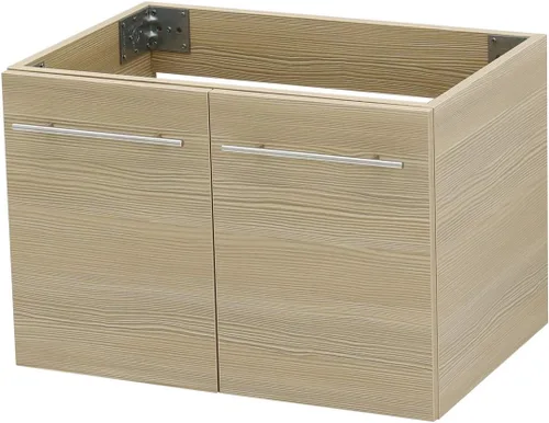 Vista 3 de Juego de lavabo flotante para montaje en pared. Tocador tostado, fregadero de cerámica para encimera de piedra plana blanca, 24 pulgadas