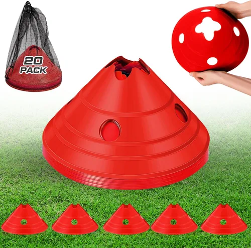 Vista 9 de Conos de disco jumbo Conos de fútbol jumbo con bolsa de malla Gran agilidad para entrenamiento de fútbol Deportes para adultos Amarillo