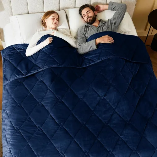 Vista 9 de L'AGRATY Manta con peso de tamaño Queen para adultos de 15 libras, 60 x 80 pulgadas, manta fresca y transpirable con cuentas de vidrio para dormir
