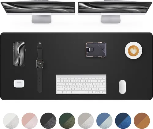 Vista 48 de Tapete protector para escritorio y mouse, antideslizante, de piel sintética, tapete impermeable de escritura para laptop, para oficina y hogar