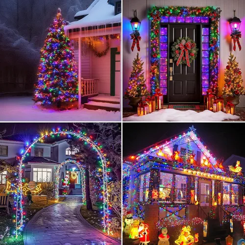 Vista 2 de Quntis - Cadena de luces de Navidad multicolor para árbol de Navidad en racimo - Impermeable para exteriores, 25 pies, 760 LED, luces LED de Navidad