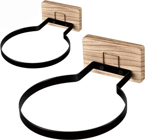 Vista 24 de Soporte de pared para baloncesto VIVTOB, soporte de pared para pelota de 7 pulgadas con base de madera maciza de nogal negro y anillo de metal