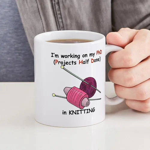 Vista 6 de CafePress Knitting Phd (Projects Half D Mug 11 oz (11.0 fl oz) Taza de café de cerámica