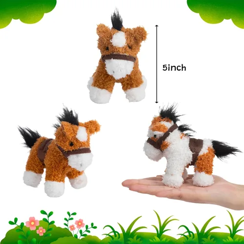 Vista 7 de HollyHOME 8 piezas de caballos de peluche, caballos mini de peluche a granel, caballos de peluche para fiestas temáticas de animales, cumpleaños