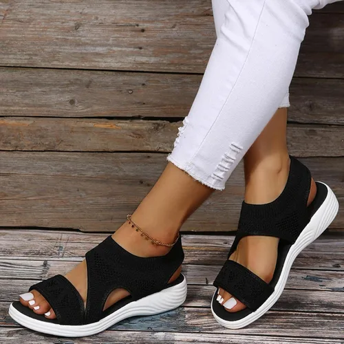 Vista 2 de Wedge Sandals for Women Soft Sole Peep Toe Orthopedic Sport Sandals for Women Comfortable Diabetic Fashion Shoes Platforms