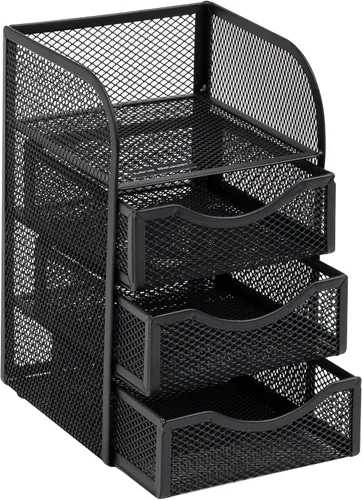 Vista 7 de Mind Reader Almacenamiento de accesorios de escritorio, cesta de clip para carpeta de papel, espacio de trabajo, oficina, malla metálica, 4.75 Negro