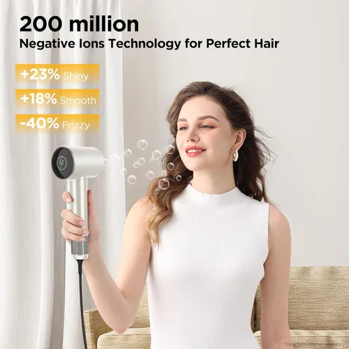 Vista 5 de PARWIN PRO BEAUTY Secador de pelo Air-Sonic con difusor, pantalla LED HD y secador iónico de alta velocidad de 110.000 RPM, rizadores de envoltura