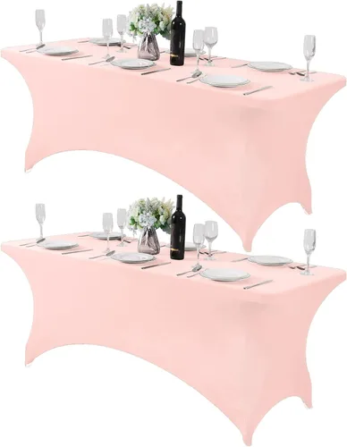 Vista 67 de Mantel de elastano para mesa de 6, 4 o 8 pies, universal, ajustable, para fiestas, banquetes, bodas y eventos, color verde manzana