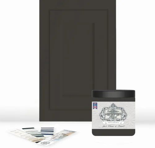 Vista 143 de Pintura TODO EN UNO, Abbey (gris cálido), Muestra de 8oz - Pintura duradera para gabinetes y muebles. Imprimación y capa superior incorporadas,