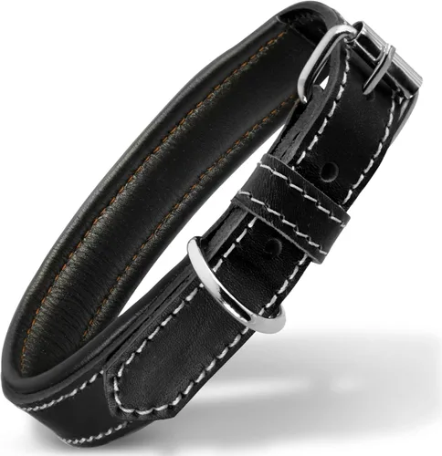 Vista 15 de Filbert Collar de cuero para perro, collar de cuero genuino para perros pequeños, acolchado de lujo, fuerte, ajustable para todas las razas, hebilla