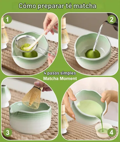 Vista 5 de JBER Matcha Set, 7PCS Matcha Whisk Set with Bamboo Whisk for Matcha Starter Gradiente verde claro
