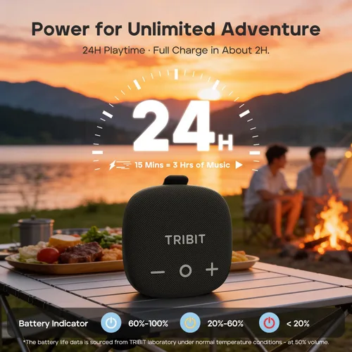 Vista 4 de Tribit StormBox Micro 3 Altavoz Bluetooth portátil, 13W, IP68 impermeable Negro