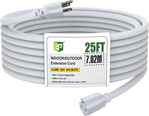 Vista 35 de EP 50 Ft Heavy Duty Outdoor Extension Cord, 12/3 SJTW Black 3-Prong Negro