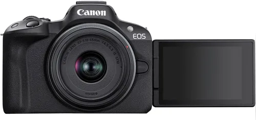 Vista 8 de Canon Cámara sin espejo EOS R50 con lentes de teleobjetivo de 0.709-1.772 in y 16.535-31.496 in f/8.3 HD + filtros de lente + funda + paquete