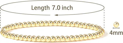 Vista 2 de Elegance 11 designs 14K Gold Plated Bead Ball Bracelet Stretchable Elastic Gold Beaded Bracelets for Women