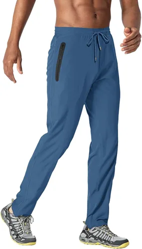 Vista 2 de TACVASEN Pantalones de senderismo ligeros para hombre, de secado rápido, con cordón, bolsillos con cremallera