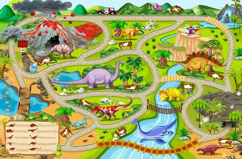 Vista 10 de Booooom Jackson Alfombra de Dinosaurio para Niños, Alfombra Prehistórica de Dinosaurio de Poliéster con Respaldo de Látex Antideslizante, Alfombras