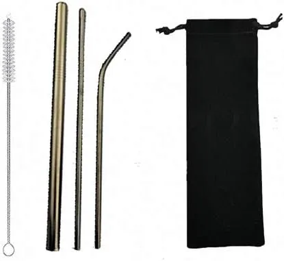 Vista 9 de 7 popotes de metal para beber con 2 cepillos de limpieza de 8.5 pulgadas, cuchara de barra reutilizable para café helado, bebida congelada, batidos