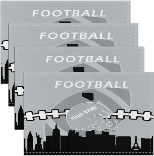 Vista 14 de Erosebridal Juego de 4 manteles individuales personalizados de fútbol de 12 x 18 pulgadas, manteles individuales para adultos, manteles individuales
