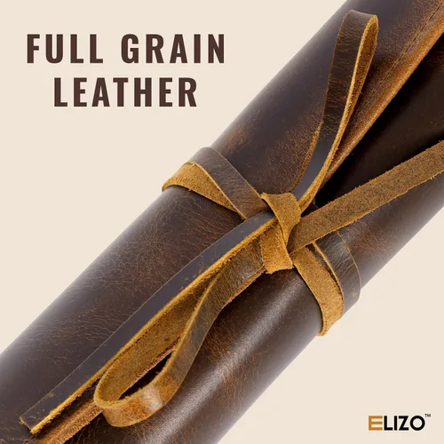 Vista 2 de ELIZO Bolsa de rollo para cuchillos de cuero, estuche para cuchillos de chef profesional, funda duradera para cuchillos, almacenamiento portátil