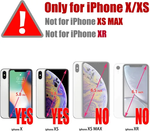 Vista 2 de japezop Funda tipo cartera compatible con iPhone Xs/iPhone X con tarjetero y bloqueo RFID, funda de cuero suave con soporte magnético y funda Negro