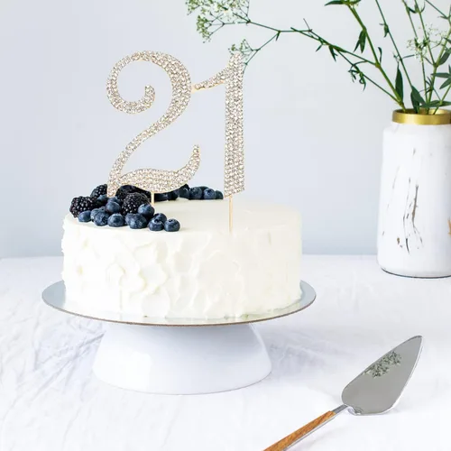 Vista 5 de Decoración para pastel de 21 cumpleaños con diamantes de imitación para niñas, decoración de pastel de 21 cumpleaños con diamantes de imitación
