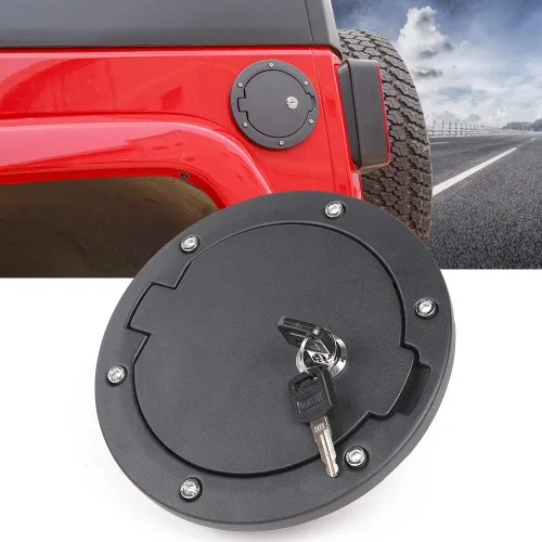 Vista 8 de Cubierta de Puerta de Combustible JeCar Tapa de Gasolina con Candado para Jeep Wrangler JK y Unlimited 2007-2018