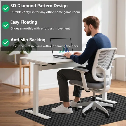 Vista 4 de AiBOB Chair Mat for Low Pile Carpet Floors, Flat Without Curling, 36 X 48 in, Office Carpeted Floor Mats for Computer Chairs Desk