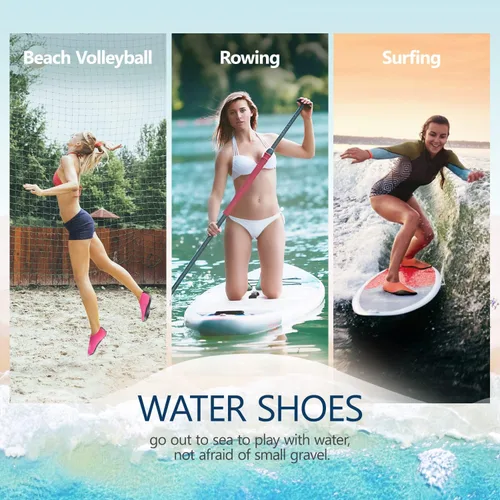 Vista 6 de JACKSHIBO Zapatos de agua para mujeres y hombres, zapatos de natación, calcetines de agua para cruceros, artículos esenciales para natación, agua