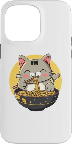 Vista 21 de Funda para iPhone 12/12 Pro Ramen Cat Kawaii Anime Merch Japonés Divertido Neko Noodle Bowl Case