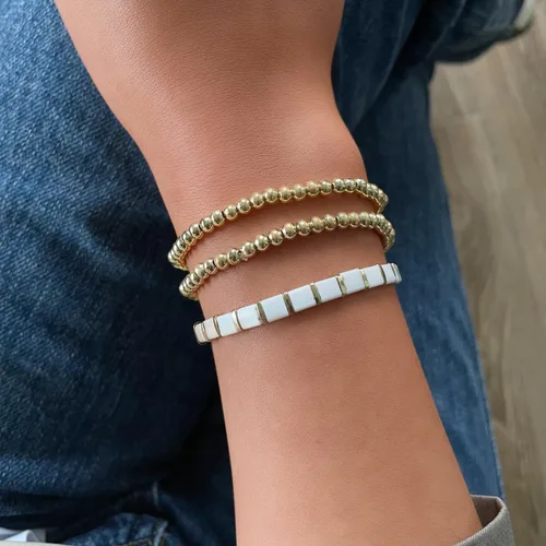 Vista 4 de 2 pulseras de hematita Badu para mujer, pulseras elásticas, pulsera de promesa para parejas, pulseras multicolor