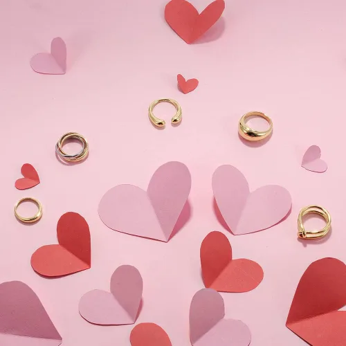 Vista 7 de Anillos apilables tricolor con cruz para mujeres y adultos, no se deslustra, anillo rodante entrelazado Trinity, anillo apilable de tres tonos