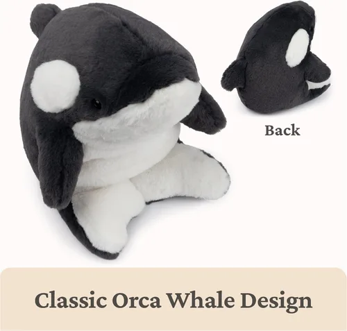 Vista 3 de GUND Flynn Orca Ballena de peluche, animal de peluche prémium de ballena para edades de 1 año en adelante, negro/blanco, 10 pulgadas
