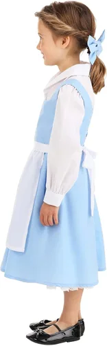 Vista 4 de Vestido de disfraz azul de Bella y la Bestia para niños pequeños
