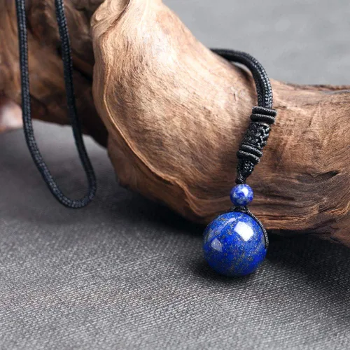 Vista 23 de iSTONE Collar unisex con dije de cuentas redondas auténticas, cadena de cuerda negra de 24 pulgadas para hombres y mujeres
