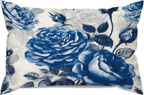Vista 31 de Chinoiserie - Fundas de almohada decorativas de porcelana azul y blanca con patrón de edificios de estilo chino de 12 x 20 pulgadas, fundas de cojín