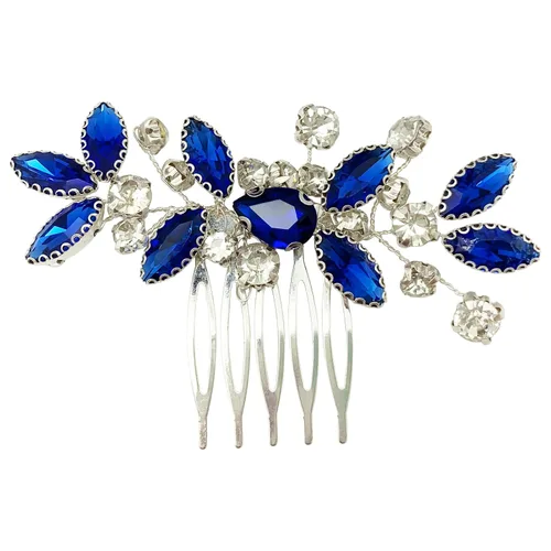 Vista 2 de Peine de pelo de novia de cristal plateado para novia, accesorios para el cabello de novia, fiesta de graduación, pieza de pelo para mujeres y niñas