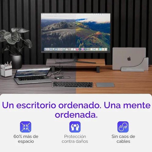 Vista 3 de Base de acoplamiento para MacBook Pro de 13, 15, 16 pulgadas, conexión con dos puertos Thunderbolt 4 USB-C, concentrador de estación de acoplamiento