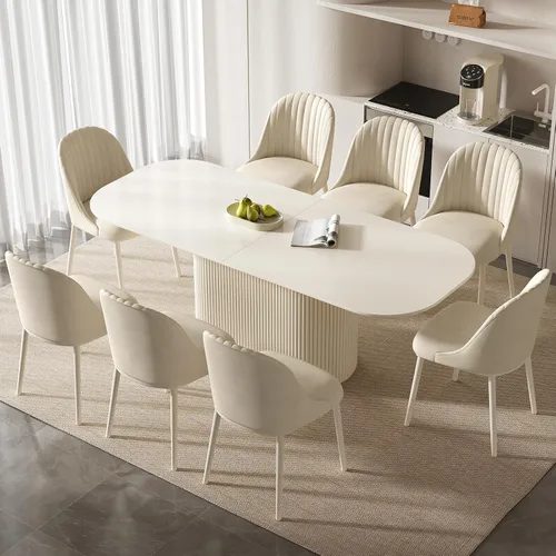 Vista 20 de Juego de mesa de comedor ovalada de 62.99 pulgadas para 4, juego de mesa de cocina de 5 piezas, mesas de comedor modernas con 4 sillas para cocina
