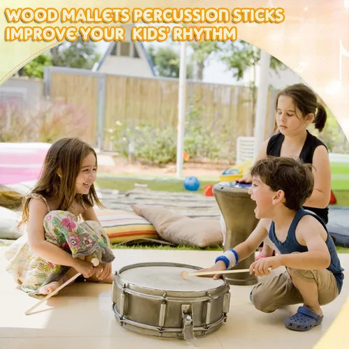 Vista 6 de Boao 20 palitos de madera para niños, xilófono Glockenspiel de 8.2 pulgadas, campanas de percusión, martillos de marimba, pequeños baquetas