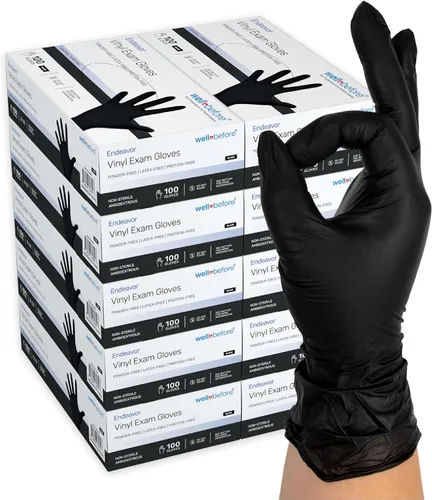 Vista 12 de Well Before Guantes de vinilo negros - Guantes desechables sin polvo y sin látex