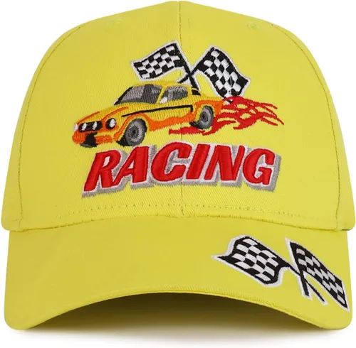 Vista 6 de Trendy Apparel Shop Gorra de béisbol con bandera de carreras bordada en 3D