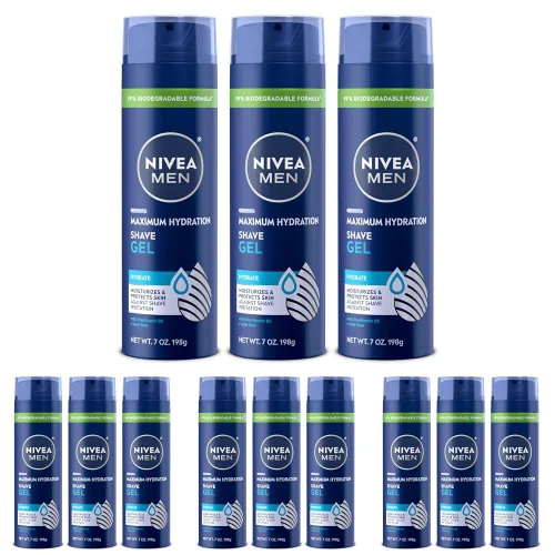 Vista 12 de NIVEA MEN Gel de afeitado de hidratación máxima con aloe vera y provitamina B5, paquete de 3 latas de 7 onzas