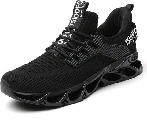Vista 27 de TSIODFO Zapatillas de moda para correr y caminar para hombre Todo negro Q02