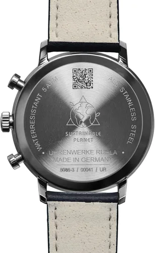 Vista 3 de Zeppelin Lz129 Hindenburg Reloj de cuarzo analógico para hombre con pulsera de cuero 8086-3n, Azul