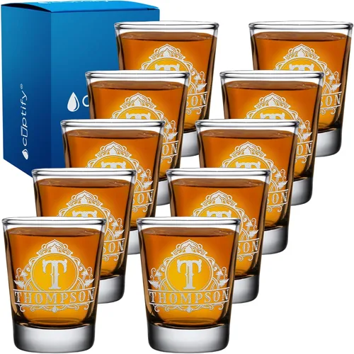 Vista 68 de Vaso de chupito personalizado con nombre de círculo elaborado de 2 onzas, parte inferior negra grabada con texto personalizado para regalos, bodas